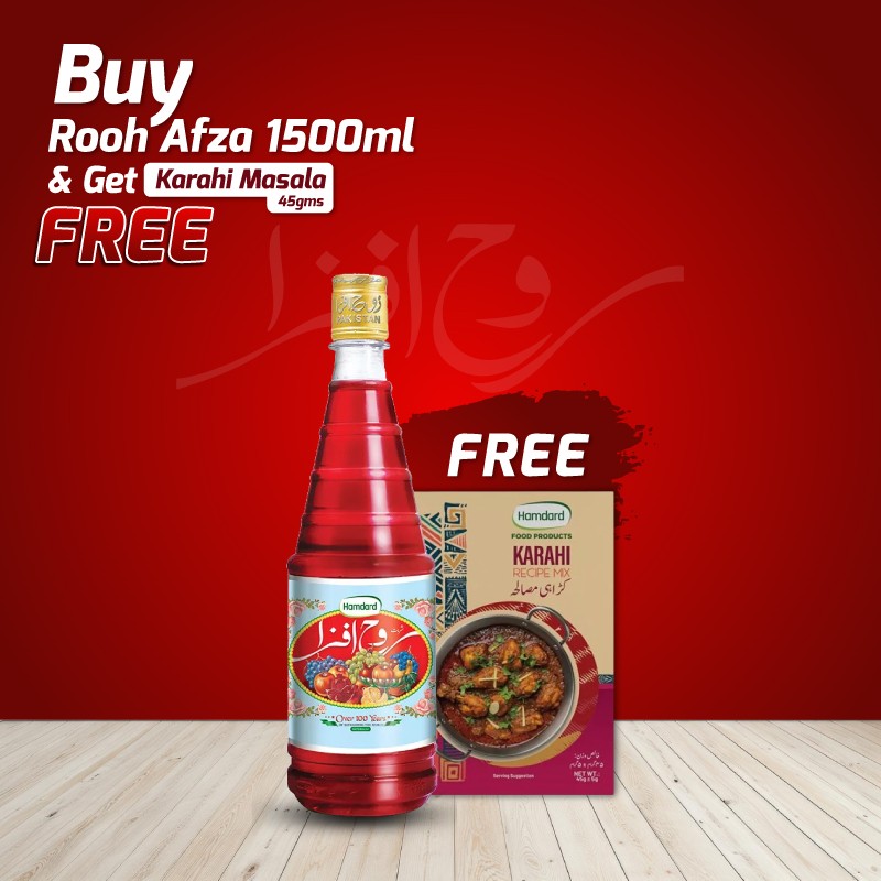 Buy Rooh Afza 1500ml & Get Karahi Masala 45gms FREE