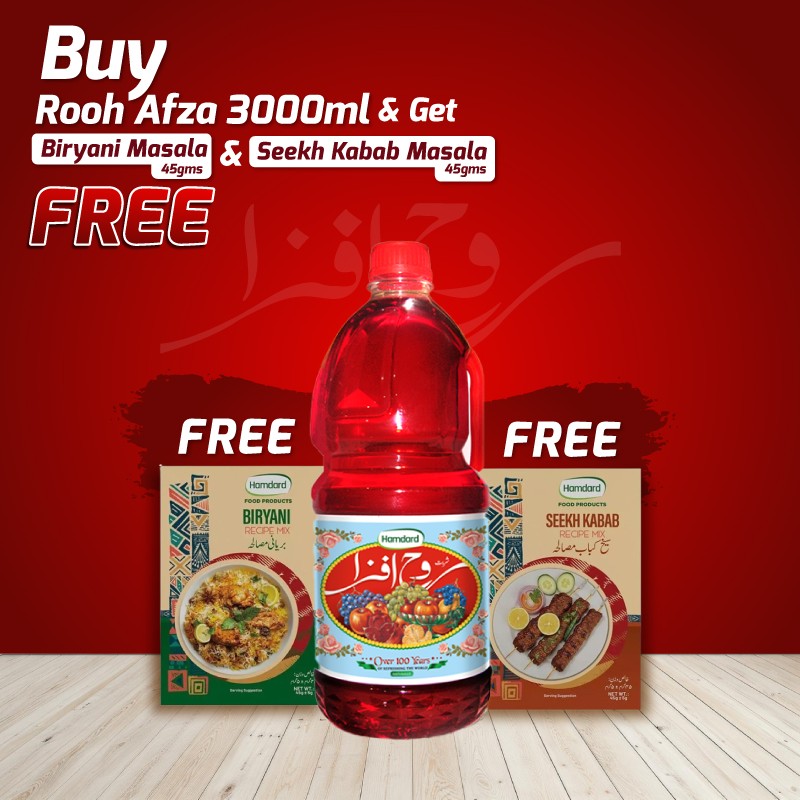 Buy Rooh Afza 3000ml & Get Biryani Masala 45gms & Seekh Kabab Masala 45gms FREE