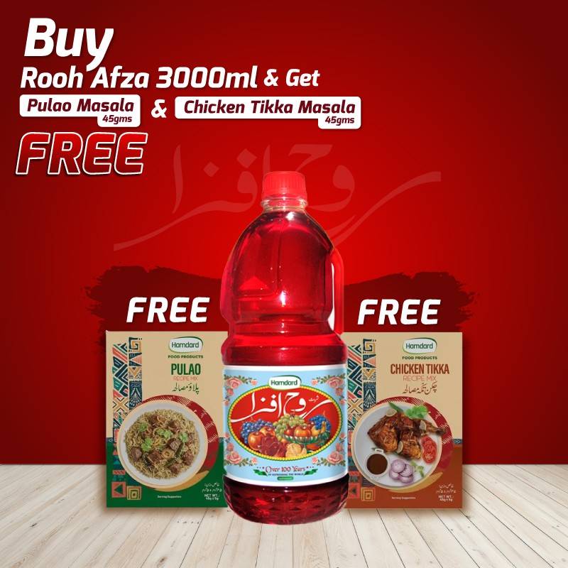 Buy Rooh Afza 3000ml & Get Pulao Masala 45gms & Chicken Tikka Masala 45gm FREE