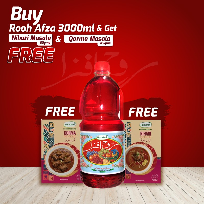 Buy Rooh Afza 3000ml & Get Nihari Masala 60gms & Qorma Masala 45gms FREE