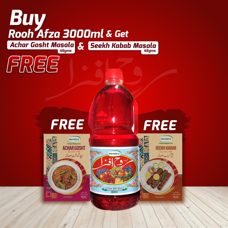 Buy Rooh Afza 3000ml & Get Achar Ghost Masala 45gm & Shami Kabab Masala 45gms FREE